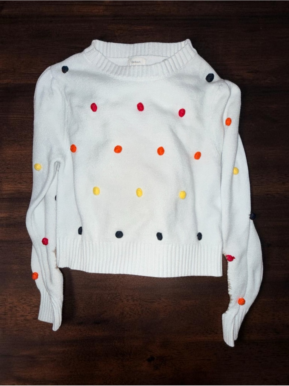 DEBUT RAINBOW POM POM MULTICOLOR BAUBLE SWEATER LONG SLEEVE TOP SIZE S/M